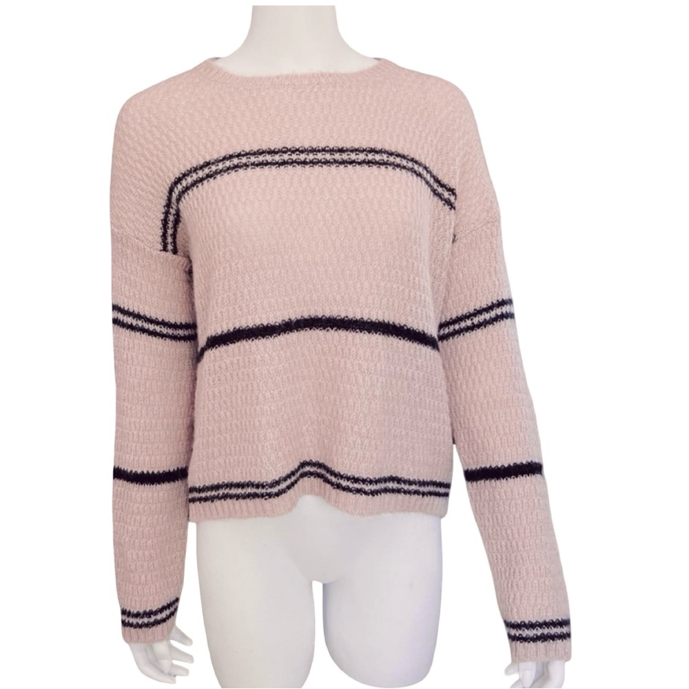 Patrizia Pepe Dusty Pink Mohair Blend Sweater Black Stripes | US 8 | like new